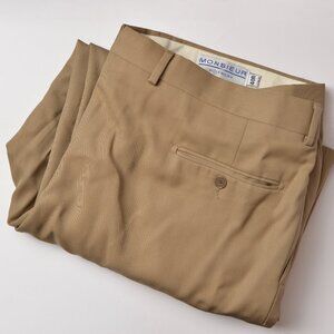 GIVENCHY Monsieur Beige Tan Men Cuffed Pleated Pants Size 40"W x 27"L